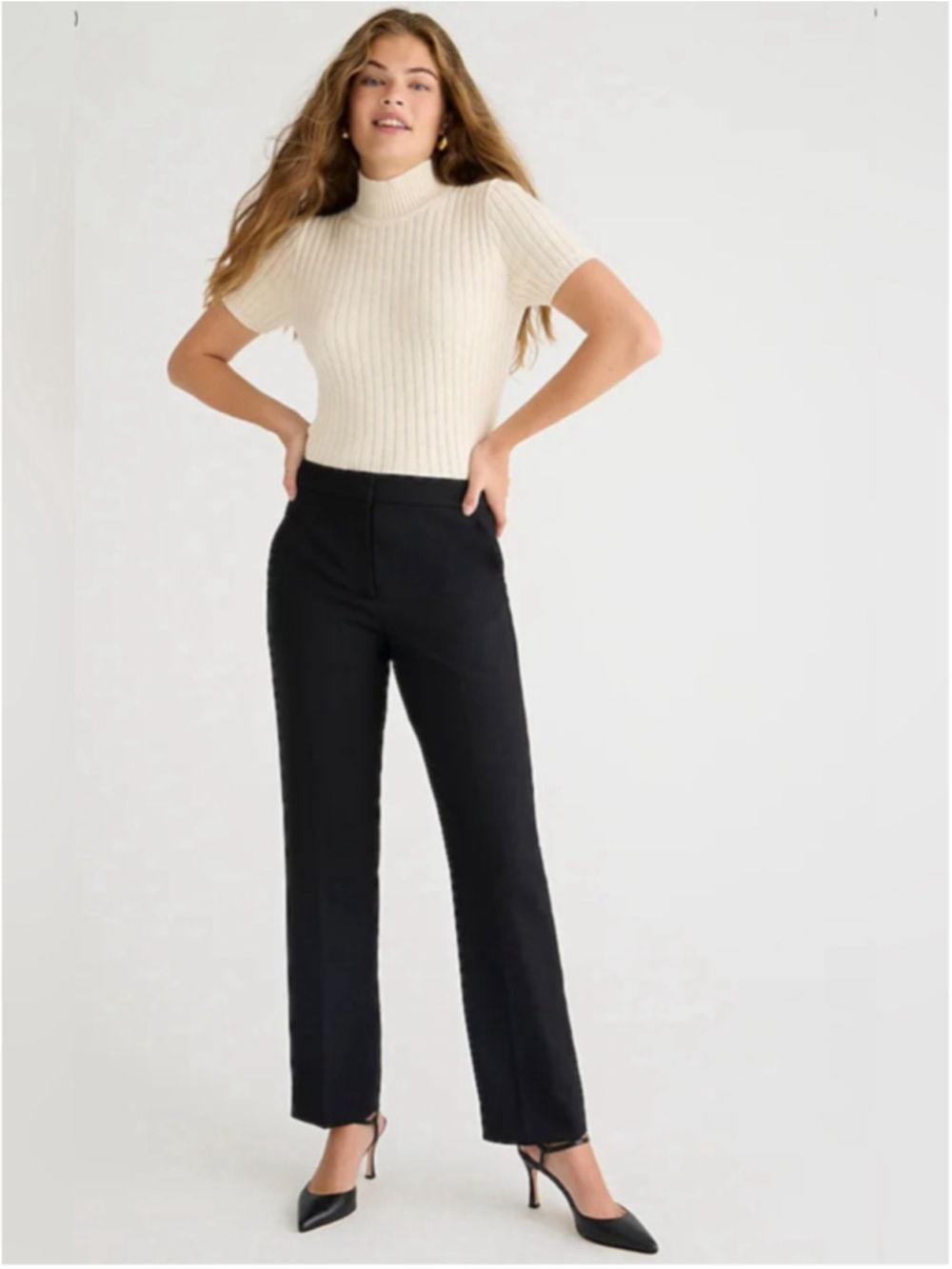 J. Crew Black 'Kate' Straight pants trousers linen blend sustainable luxury sz 2
